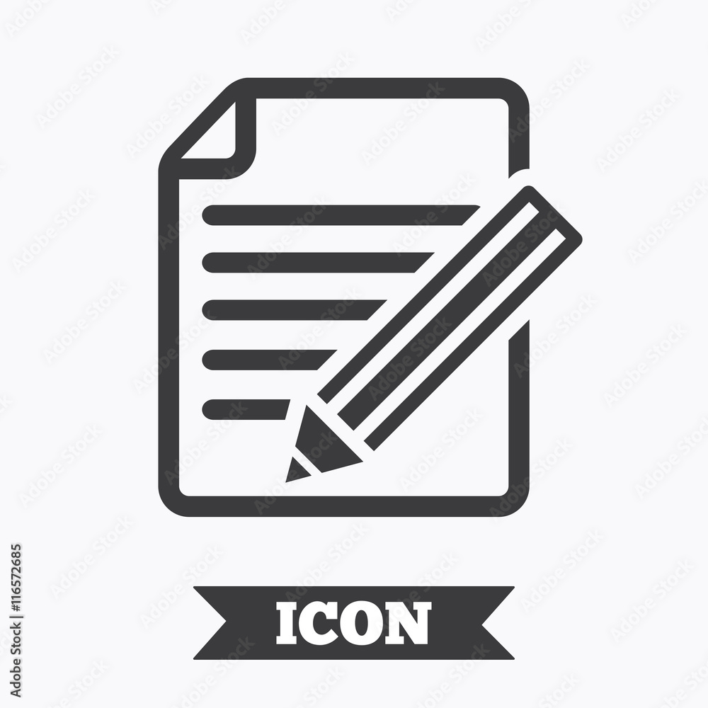 Edit document sign icon. Edit content button. Edit document sign icon. Edit content button.