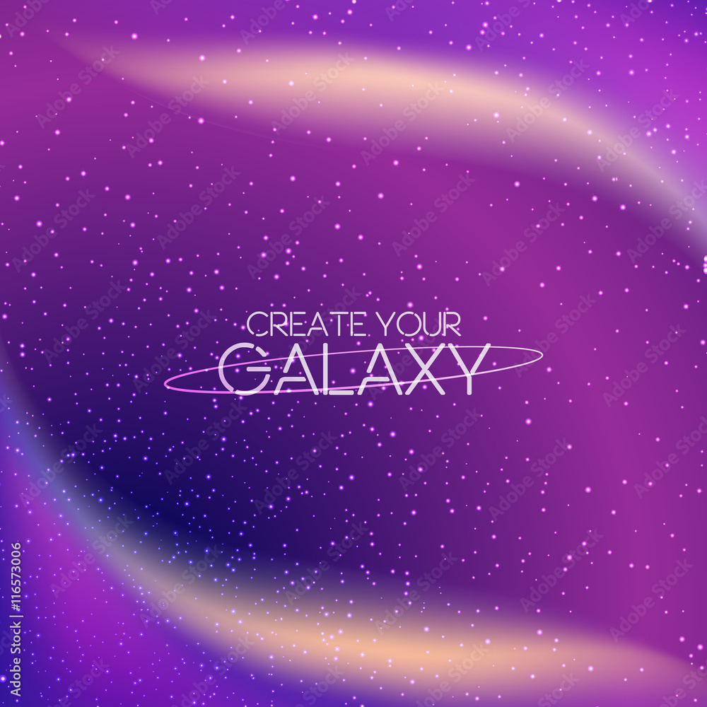 Abstract galaxy background with milky way, stardust, nebula and bright shining stars. Cosmic vector illustration