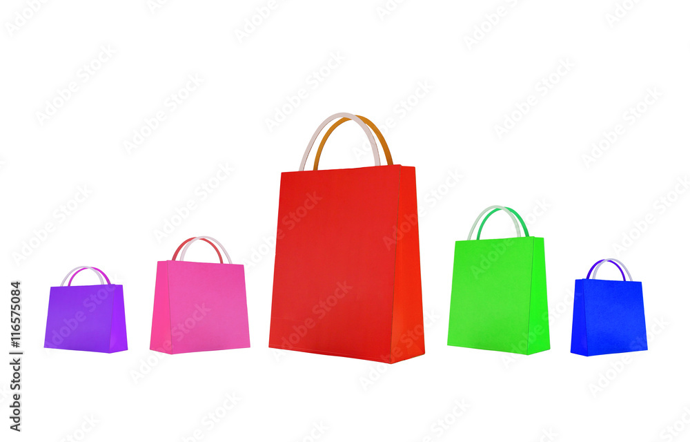 Colorful paper shopping bags with different sizes