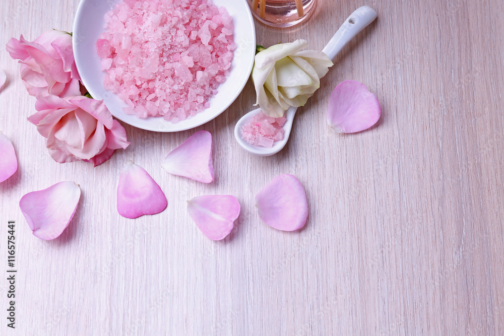 Composition of spa treatment on light background Composition of spa treatment on light background