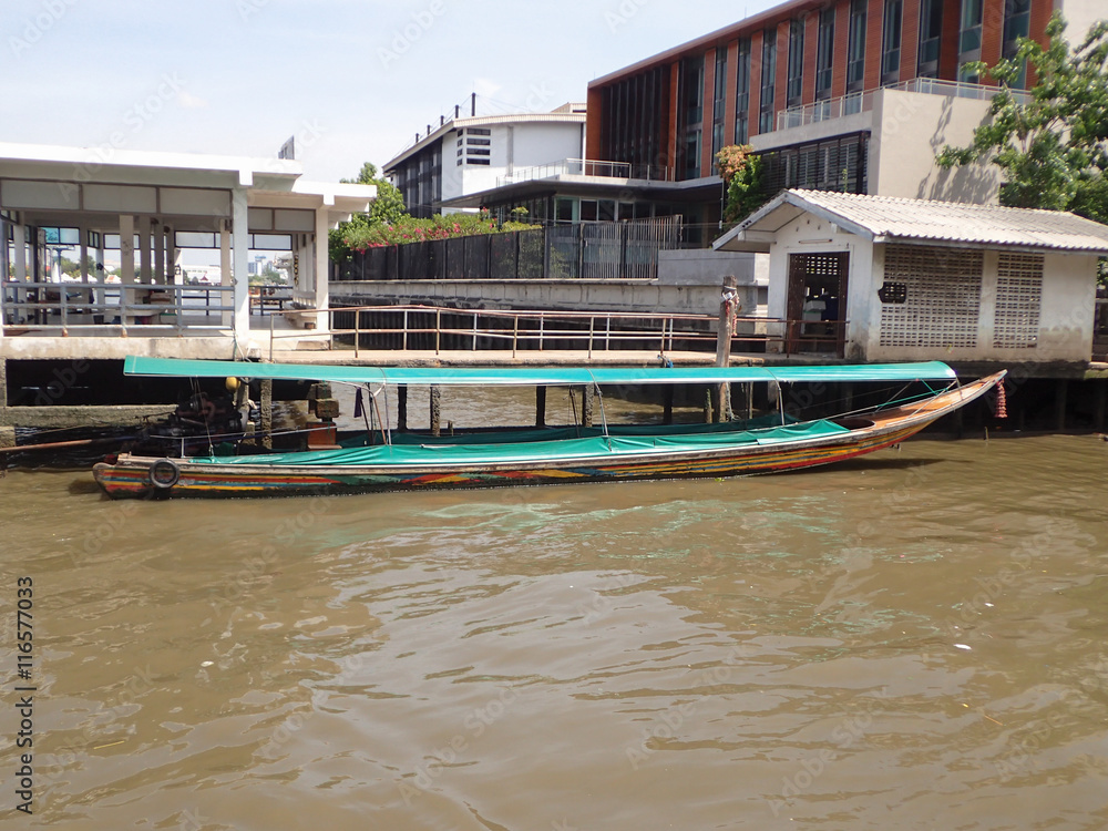Wooden boat is a transportation at Bangkok