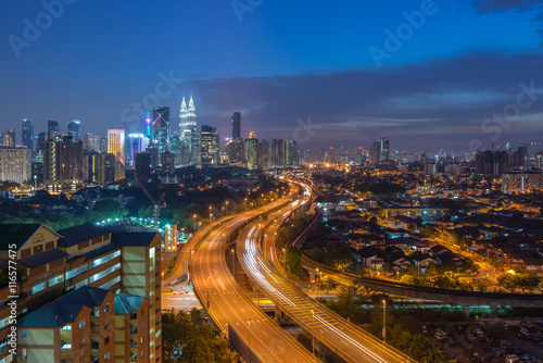 Dramatic sunset over Kuala Lumpur City Skyline