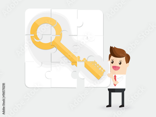 businessman putting jigsaw puzzle pieces together