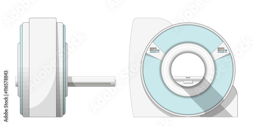 Illustration of an MRI in front and side view