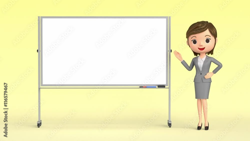 3D animation - Animation of a woman points to the message board. 3D animation - Animation of a woman points to the message board.