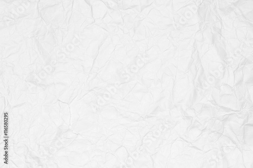 Crumpled white paper texture or white paper background for design with copy space for text or image.