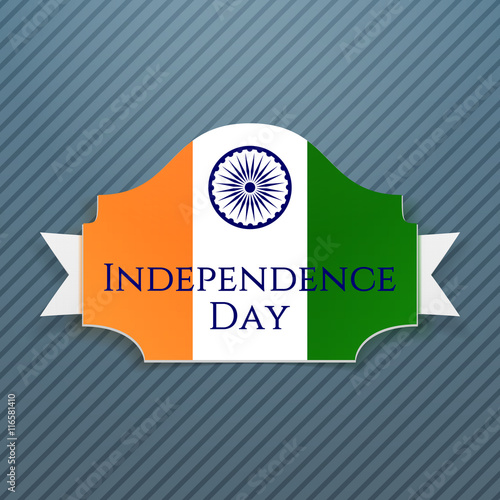 Indian Independence Day. Emblem with Ribbon