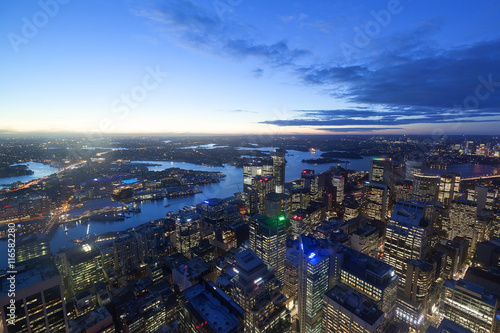 Aerial view of the Sydney skyline