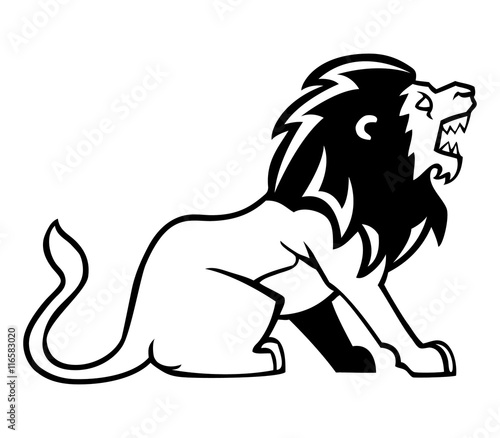 Vector illustration of lion on line art