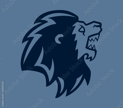 Vector illustration of lion head on line art