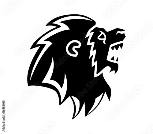 Vector illustration of lion head silhouette