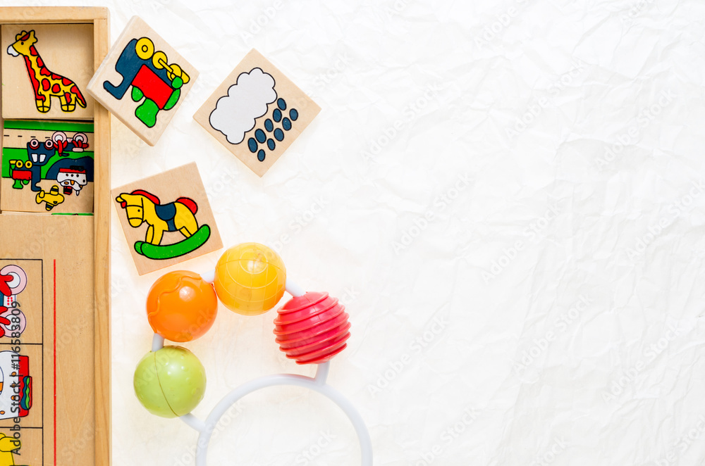 Fototapeta premium generic wooden toys with no copy rights, representing objects an