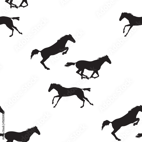 Vector seamless pattern with horses