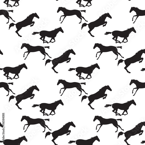 Vector seamless pattern with horses