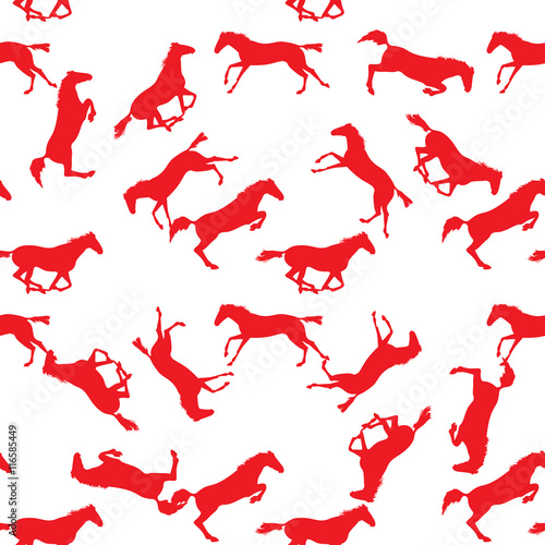 Vector seamless pattern with horses