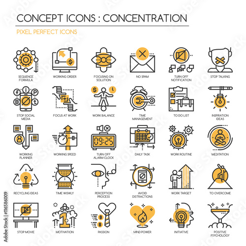 Concentration At Work , Thin Line and Pixel Perfect Icons