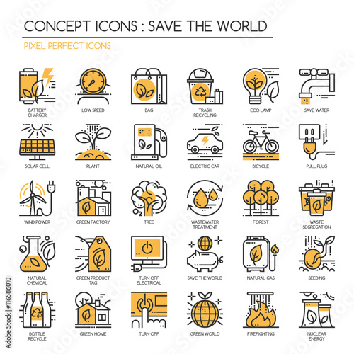 Save the world , Thin Line and Pixel Perfect Icons