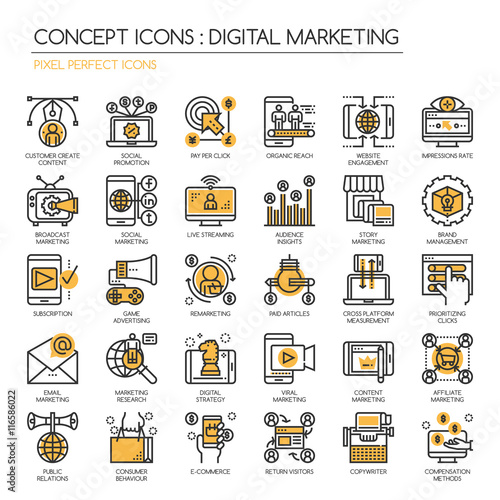 Digital marketing , Thin Line and Pixel Perfect Icons