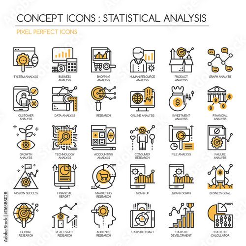 Statistical and Analysis Icon, Thin Line and Pixel Perfect Icons
