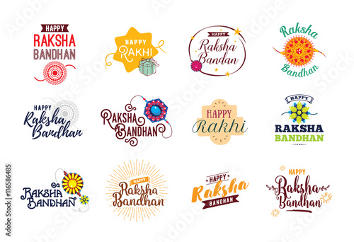 Fototapeta Naklejka Na Ścianę i Meble -  Happy Raksha Bandhan emblems set.