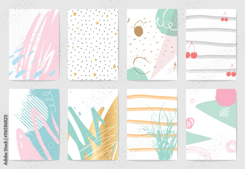 Creative cards with abstract geometric backgrounds