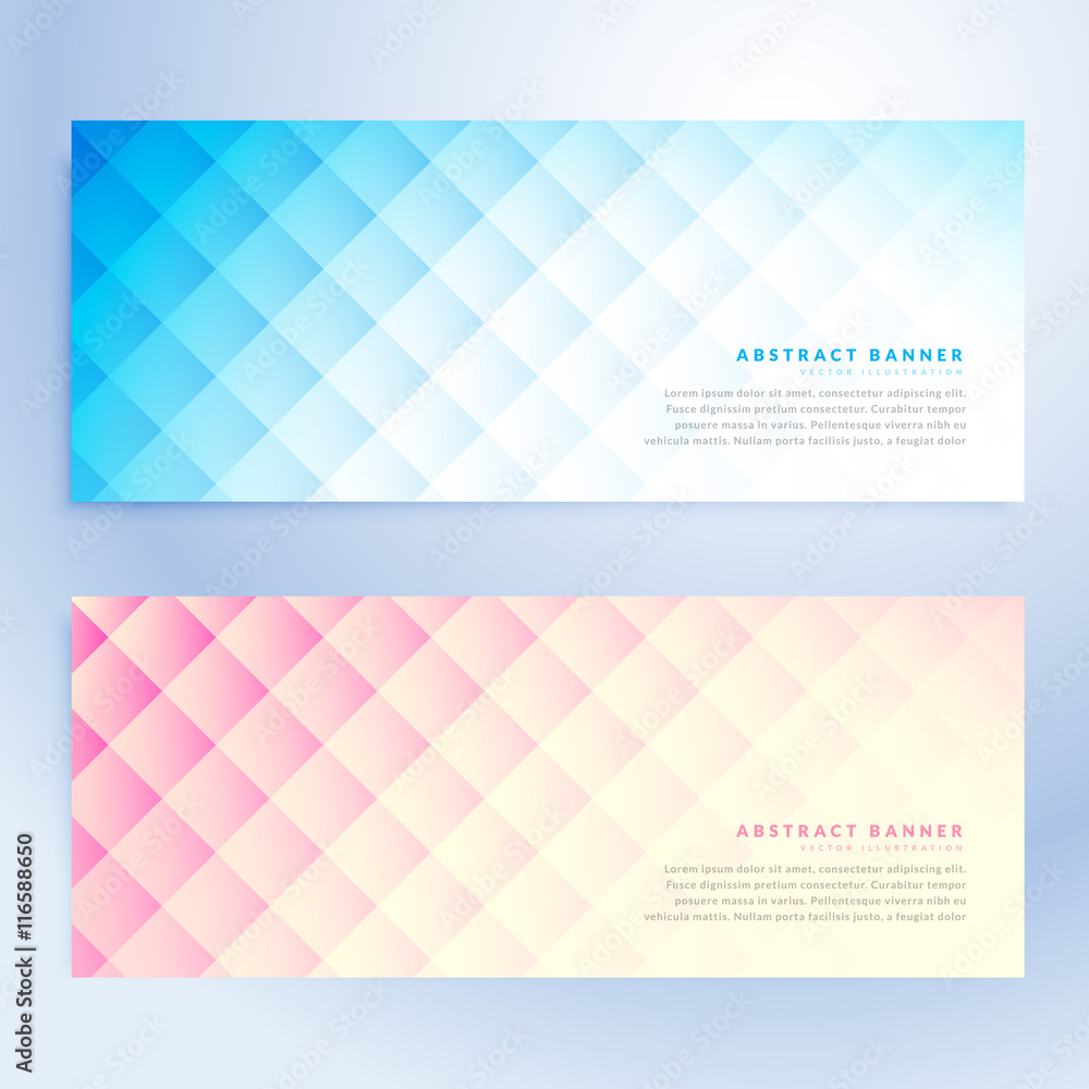 set of abstract geometric banners in two different colors