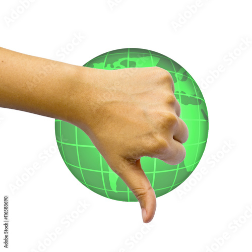 Concept Hand over globe.