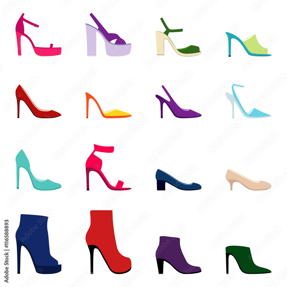 Set of women shoes, vector illustration