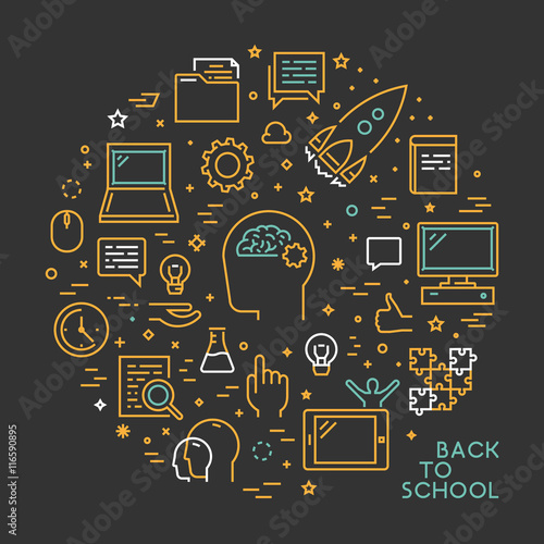 Round line concept for back to school.