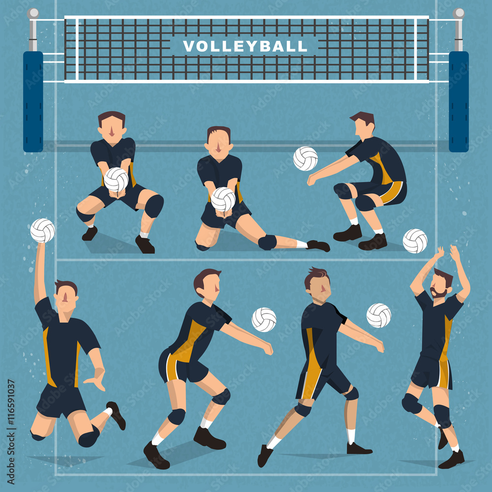 Fototapeta premium Volleyball players collection