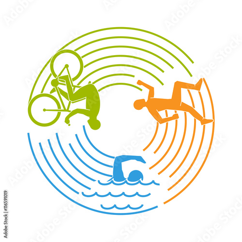 Vector line design concept for triathlon