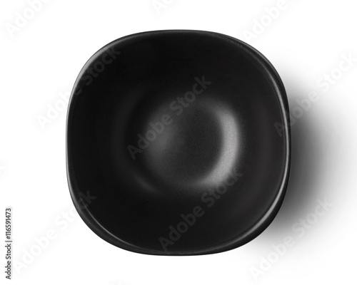 Empty black bowl isolated on white background with clipping path