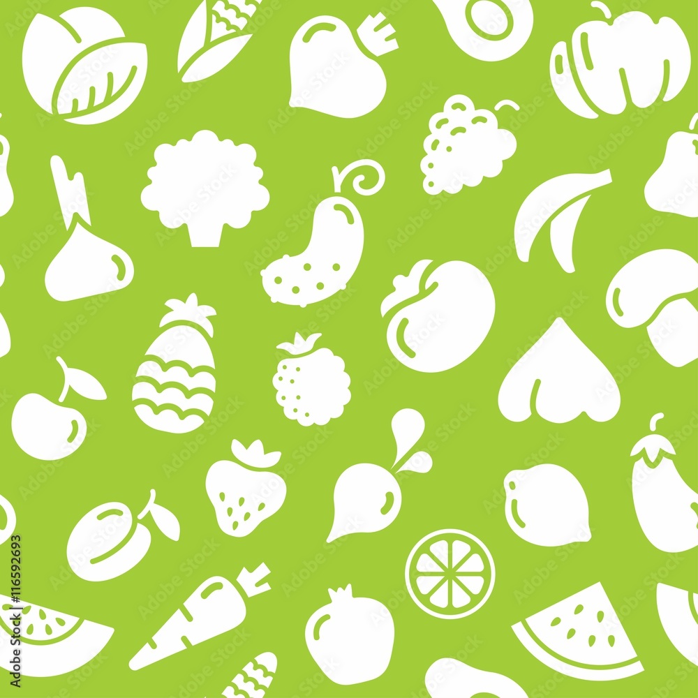 Seamless pattern fruits and vegetables