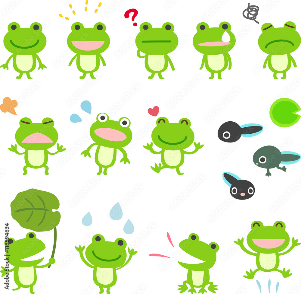 Fototapeta premium Ilustracja zestaw znaków żaby