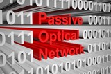 Passive optical network in the form of binary code, 3D illustration