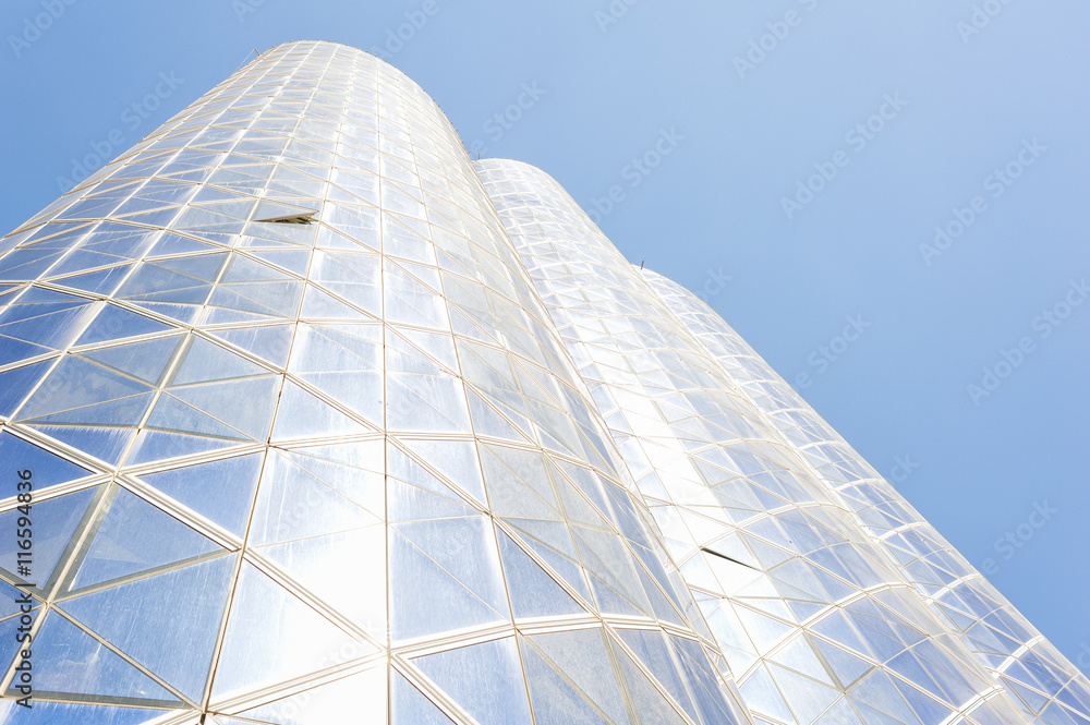 Skyscrapers in Dubai and the blue sky..