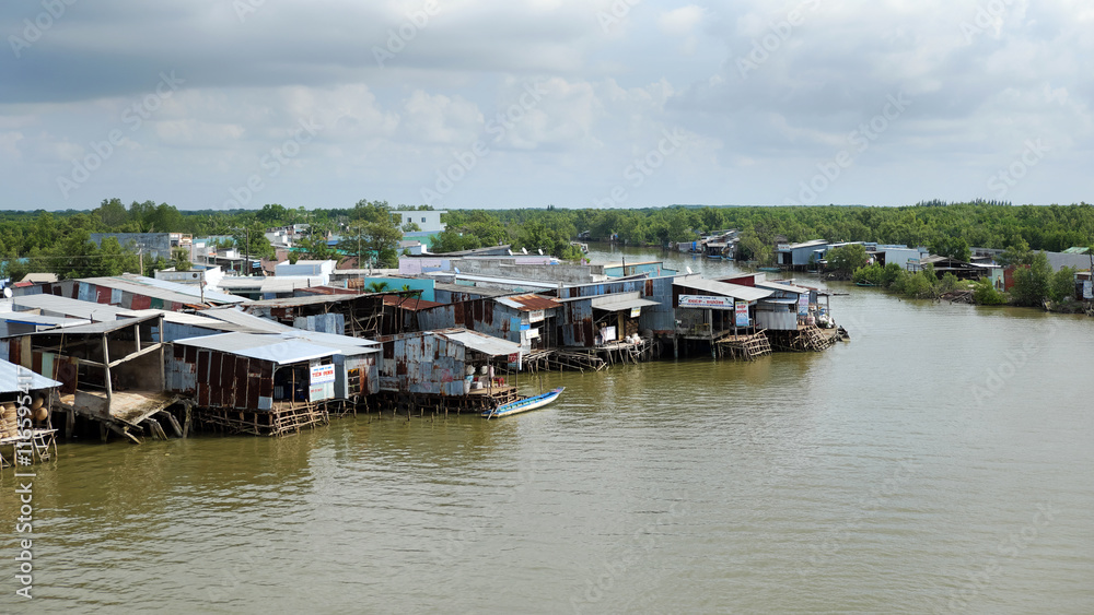 residential among Ca Mau mangrove forest