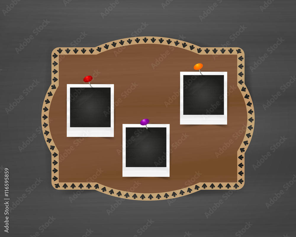 Old Empty Realistic Photo Frame On Bulletin Board With Transparent Shadow On Chalkboard Background Border To Family Album Vector Illustration For Your Design And Business Stock Vector Adobe Stock Old Empty Realistic Photo Frame On Bulletin Board With Transparent Shadow On Chalkboard Background Border To Family Album Vector Illustration For Your Design And Business Stock Vector Adobe Stock