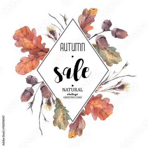 Autumn bouquet of twigs, yellow oak leaves