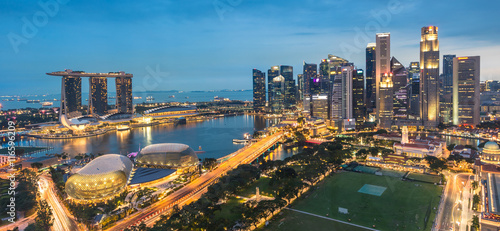 Singapore city skyline  during twilight time