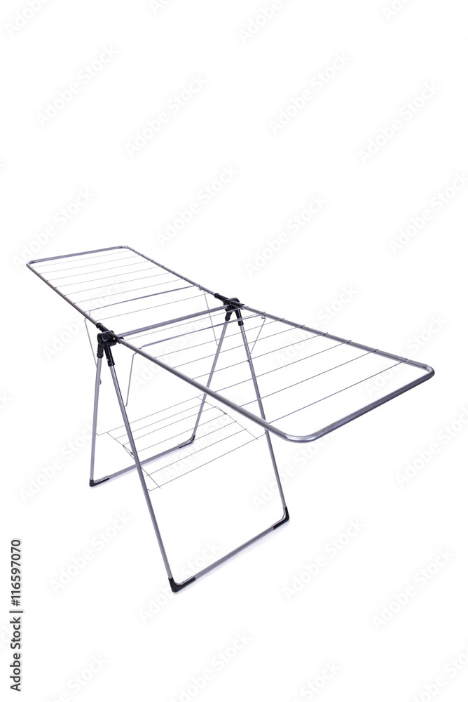 Collapsible clotheshorse isolated on the white background