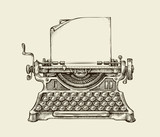 Hand drawn vintage typewriter. Sketch publishing. Vector illustration