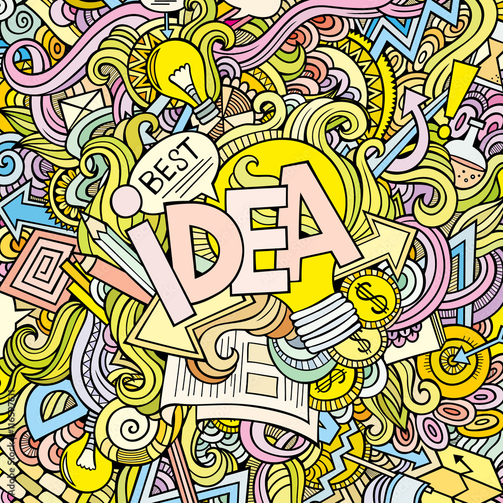 Idea hand lettering and doodles elements background