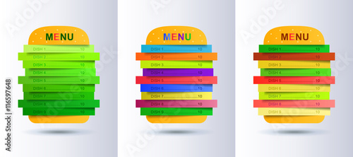 Restaurant menu in layers burger.