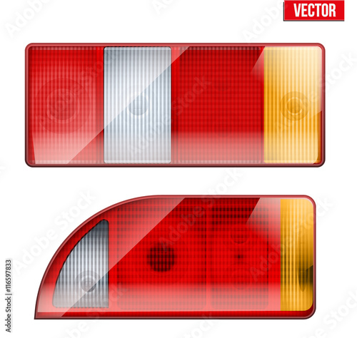 Rectangular car taillight. Vintage Vector Illustration.