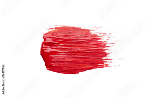 smear the red brush on white background photo