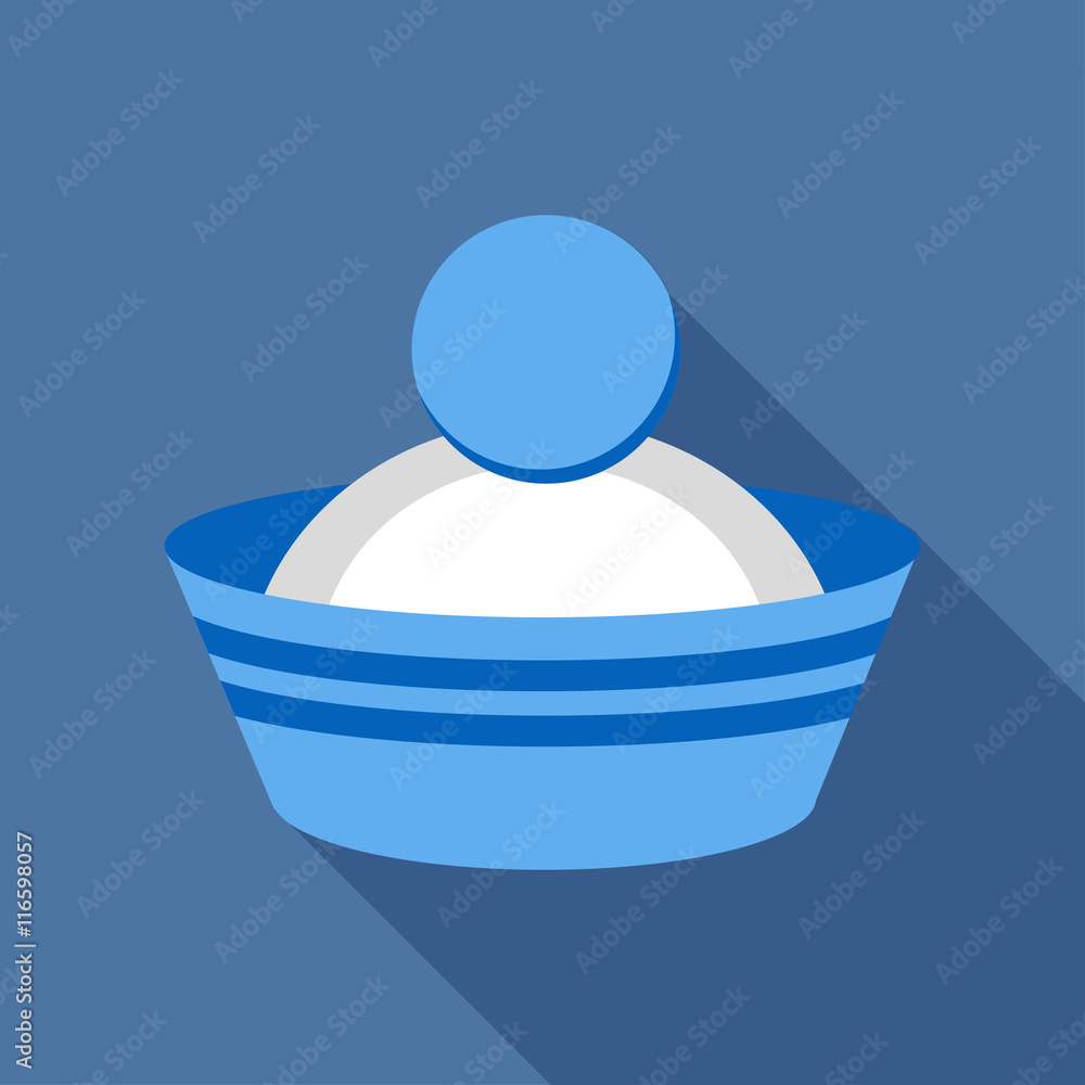 flat image hat on a blue background with long shadow flat image hat on a blue background with long shadow