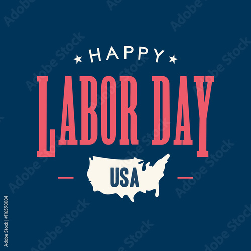 Labor day card. United States of America map. Editable vector design.