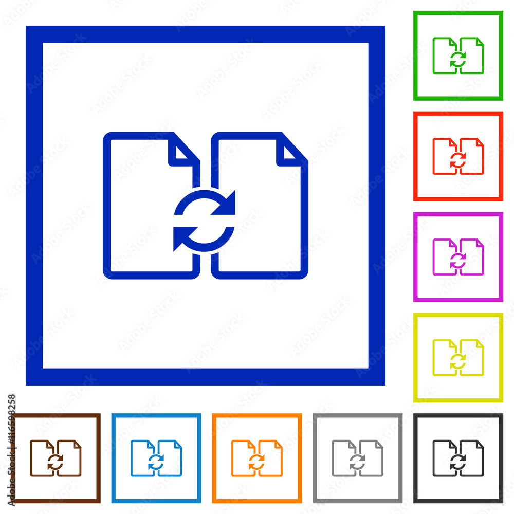 Swap documents framed flat icons Swap documents framed flat icons