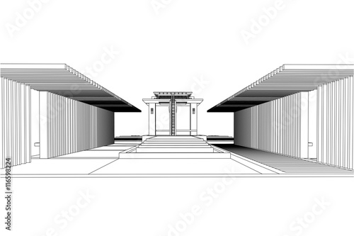 pavilion landscape architectural perspective drawing